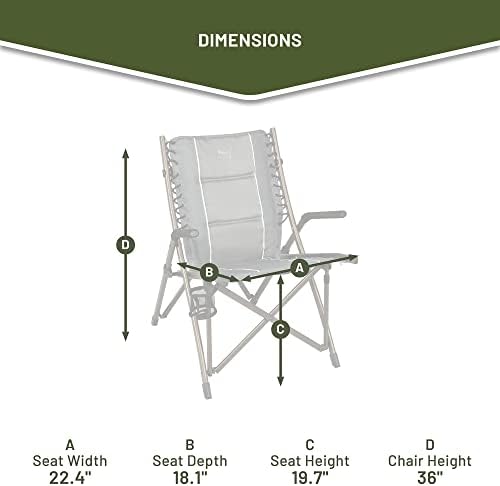 Timber Ridge Bungee Folding Camping Chairs for Adults Supports 300lbs, Grey
