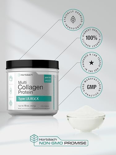 Horbäach Multi Collagen Protein Powder 16 oz | Type I, II, III, V, X