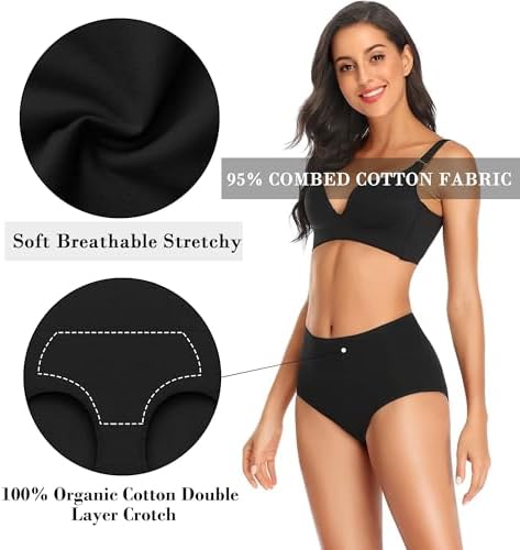 Womens Tummy Control Underwear Cotton High Waisted Full Briefs