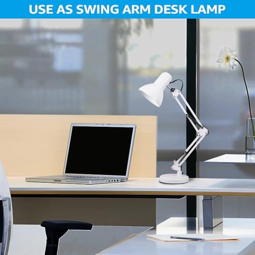 TORCHSTAR Metal Desk Lamp, Adjustable Swing Arm, E26, Black | Architect Gooseneck Multi-Joint Clip Table Lamp with Plastic Clamp, for Home Office, Work, Study, Reading, Bulbs not Included
