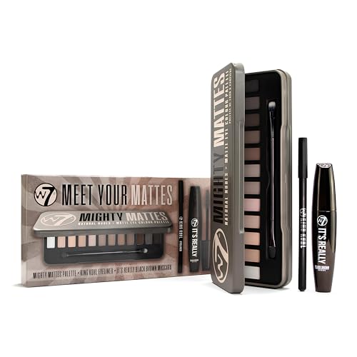 W7 Mighty Mattes Eyeshadow Palette - 12 Nude Shades | Long-Lasting Matte Eyeshadows, Flawless Natural Finish
