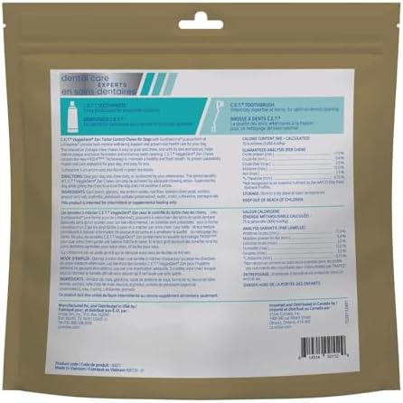 C.E.T. Veggiedent Fr3sh & Zen Plaque and Tartar Control Chews for Dogs, S