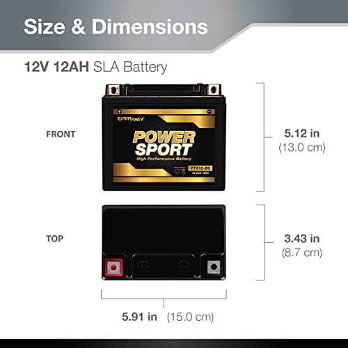 ExpertPower YTX12-BS AGM Motorcycle Battery 12V 12Ah Powersports ATV Battery - Sealed Lead Acid, Maintenance-Free for Motorcycles & UTVs, Recon