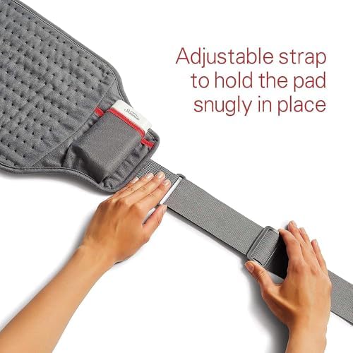 Sunbeam Cordless Rechargeable Heating Pad, Portable 9.5" x 12", Machine-Washable, Pain Relief for Back, Shoulder, Neck, and Period Cramp Pain Relief