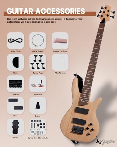 Leo Jaymz DIY Electric Bass Guitar Kit Mahogany Body Maple Neck (AX)