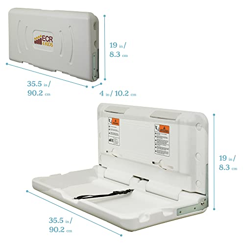 ECR4Kids Horizontal Wall-Mounted Baby Changing Station, Grey Speckled