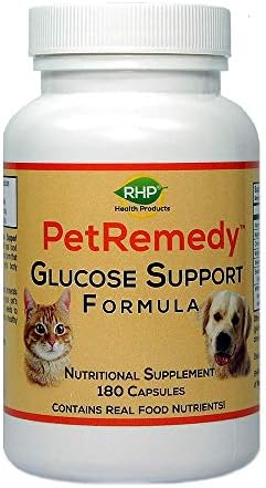 PetRemedy Pet Blood Sugar Support. Natural Supplement maintains Healthy Glucose Levels in Diabetic Cats and Dogs. (180 Capsules, 90 Days Supply)