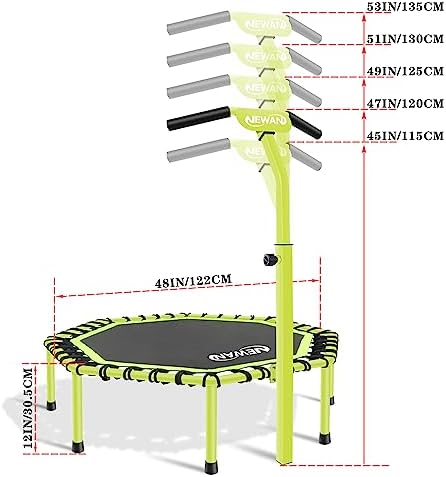 Newan 48" Fitness Trampoline with Adjustable Handle Bar