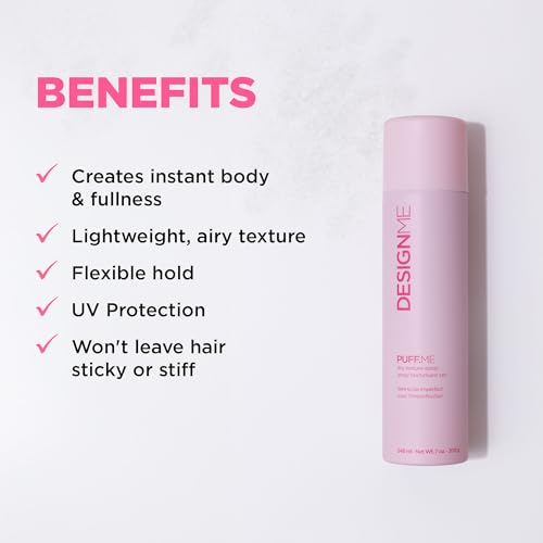 PUFF.ME Volumizing Dry Texture Spray for Hair by DESIGNME | Light Hold Hairspray for Straight or Wavy Hair | Color Safe Fine Hair Texture Spray
