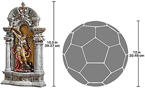 Design Toscano Niche of Michael the Archangel Religious Statue and Wall Art Hanging, 8 inches wide, 15 inches tall, Cast Stone Resin, Full Color Paint