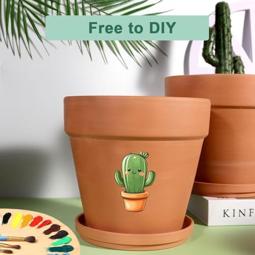 vensovo 8 Inch Clay Pot for Plant with Saucer - 2 Pack Large Terra Cotta Plant Pot with Drainage Hole, Clay Planters Pot