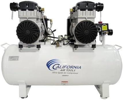 California Air Tools 20040CAD Powerful 4.0 HP Ultra Quiet and Oil-Free Air Compressor, 20 Gallon Tank, 75 dB Noise Level, White, 220v 60hz, with Automatic Drain Valve