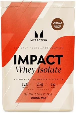 Myprotein Impact Whey Protein Isolate, 2.2 Lbs (30 Servings) Chocolate Brownie, 25g Protein & 6g BCAA Per Serving, Gluten-Free Shake for Muscle Strength & Recovery