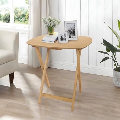 Oversized Hardwood Folding TV Tray Table, 25.5 Inches | Natural, For Dinner, For Eating