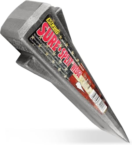 ESTWING Sure Split Wedge - 5-Pound USA Made Wood Splitting Tool with Forged Steel Construction & 1-7/8" Cutting Edge - Finish May Vary - E-5 | Made in USA, Wood Splitting Made Easy, Fin Splitting Design, Hand Sharpened, Perfect For The Outdoorsman