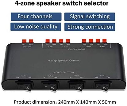 4-Channel Speaker Switcher Selector Box with Terminal Claps 200W RMS Max 100W Switchable, Black