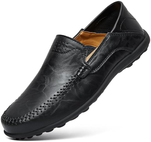 Go Tour Men's Premium Genuine Leather Casual Slip on Loafers Breathable Driving Shoes Fashion Slipper