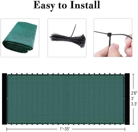 SUNLAX 3'x10' Black Balcony Privacy Screen Fence Windscreen 90% UV Block