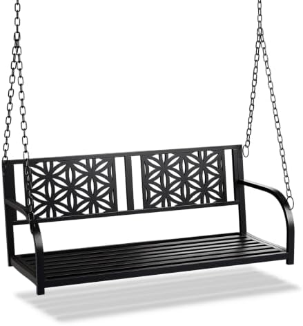VINGLI Heavy Duty Metal Porch Swing, 660 LBS Outdoor Swing Bench, Curved