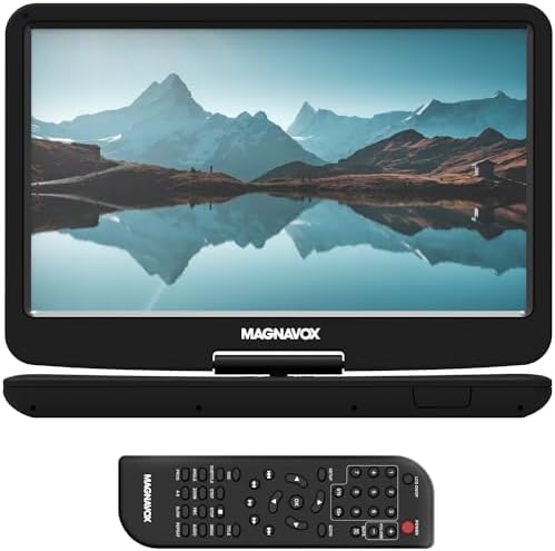 Magnavox MTFT754 Portable 11.6 Inch TFT Swivel Screen DVD/CD Player in Black | Rechargeable Battery | Swivel Screen Design | Great for Road Trips