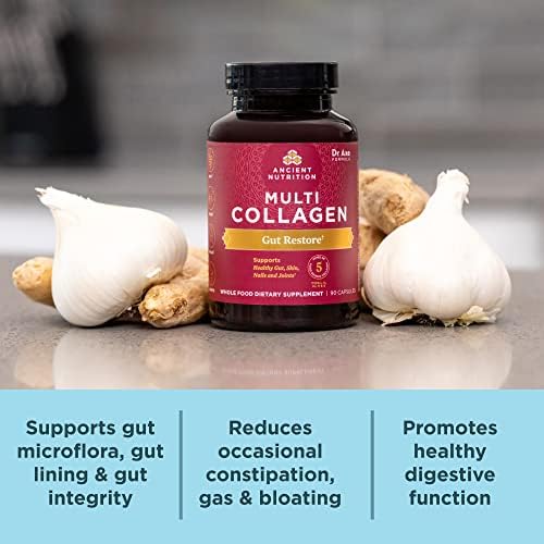 Ancient Nutrition Hydrolyzed Multi Collagen Peptides Capsules, Gut Restore
