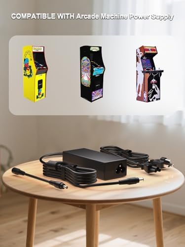 12V Power Cord Compatible with Arcade1up Game Machine | Arcade 1up All Riser Cocktail Table, RYJ0136PAU0-PAU6 Models, BIton Compatible