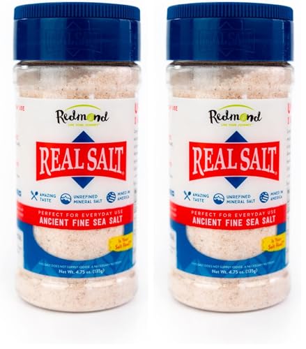 Redmond Real Sea Salt - Natural Unrefined Gluten Free Fine, 10 Ounce Shaker (2 Pack)