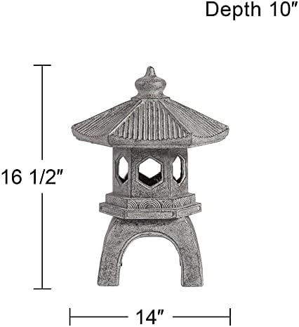 John Timberland Pagoda 16 1/2" High Old Stone Indoor-Outdoor Statue | Sculpture Asian Japanese Garden Decor Front Porch Patio Yard Outside Home