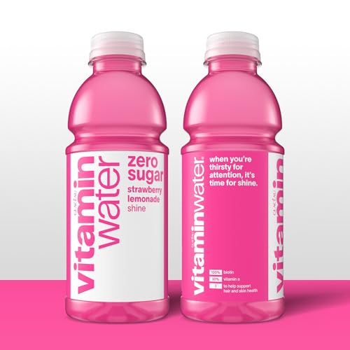 vitaminwater Squeezed Lemonade Zero Sugar, Flavored Water Beverage Bottles, 20 fl oz, 12 Pack