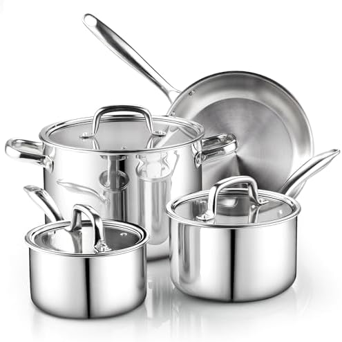 Cook N Home 7-Piece Tri-Ply Clad Stainless Steel Cookware Pots & Pans Set