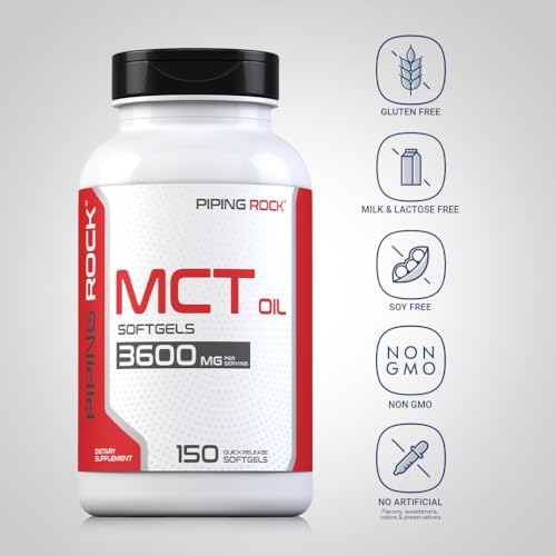 Piping Rock MCT Oil Softgel Capsules 3600mg | 150 Pills