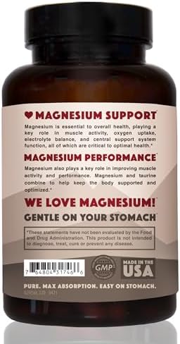 Magnesium Taurate 750mg (150mg Elemental Magnesium) – 120 Vegetarian Capsules – High-Absorption Magnesium Taurate Supplement for Heart, Muscle