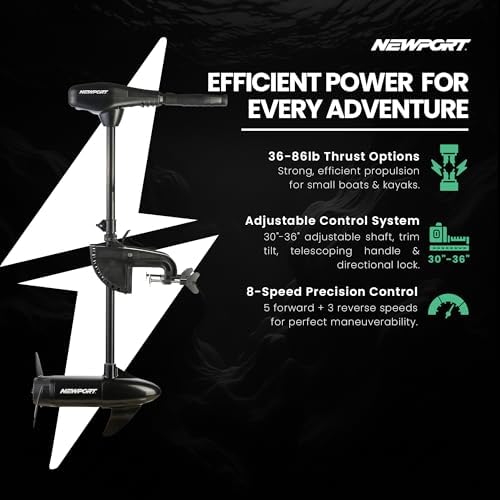 Newport NV-Series Thrust Saltwater Transom Mounted Trolling Electric Trolling Motor w/LED Battery Indicator