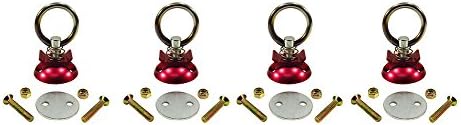 Pit Posse Aluminum L Track Anchor Tie Down Rings (4 Pack) S Track Quick Disconnect System - Enclosed Cargo Trailer, Utility, Flatbed, Truck, SUV, RV, Cargo, Hauling - 4000lb Pull Capacity (Red)