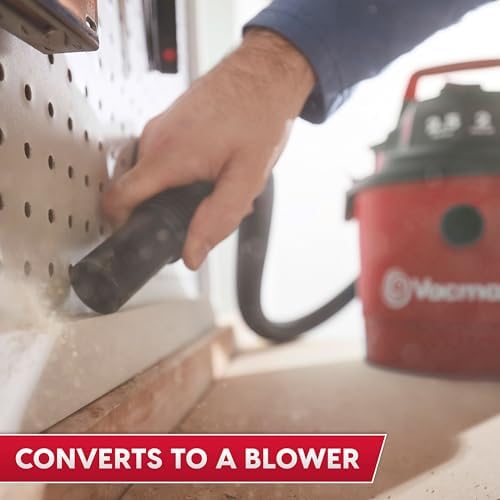 Vacmaster VOM205P 1101 2.5-Gal 2 Peak HP Wall Mount Wet/Dry Vacuum Red
