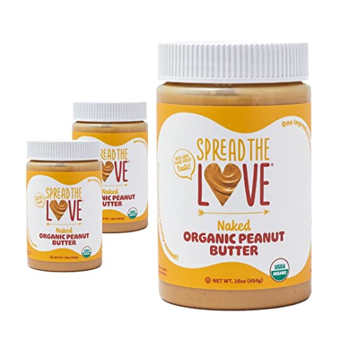 Spread The Love NAKED Organic Peanut Butter, 16 oz Jar, 1 Pack