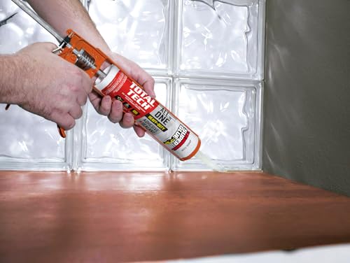 Total Tech, White, 9.8oz Cartridges, Heavy-Duty Construction Adhesive & Sealant Caulk, Flexible, All-Weather, Watertight, UV-Resistant, High Strength, Instant Grab, Ideal for Pools, Bathtubs
