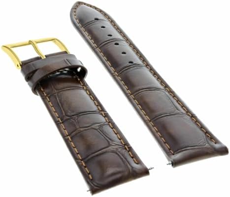 Ewatchparts 19mm Dark Brown Leather Watch Band Replacement Watch Strap Gold Buckle Compatible With Invicta Russian Diver