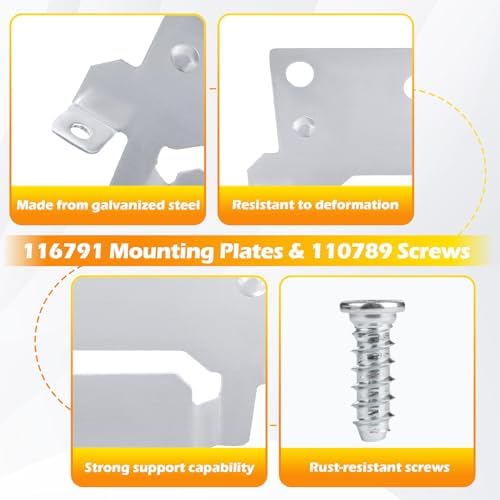 116791 110789 Mounting Plates Replacement for IKEA Bed Frame Brackets Part | 116791 (2X Mounting Plate) and 110789 (6X Screws) Spare Hardware Parts