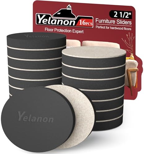 Yelanon Felt Furniture Sliders 20 Pcs 3.5" Round for Hardwood & Tile