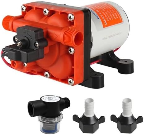 SEAFLO 55 Series 12V RV Water Pump 5.5 GPM 60 PSI Diaphragm Pump Heavy Duty Pressure Switch Built In Bypass Self Priming Quiet High Flow RV Marine Off Grid Freshwater System 4-Year Warranty