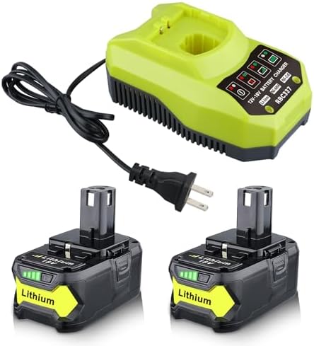 2 Pack 7.0Ah P108 Replacement for Ryobi 18V Battery and Charger Combo P117