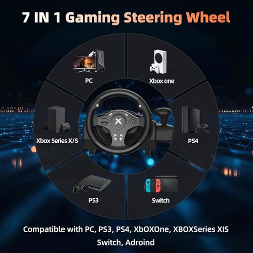 DOYO Gaming Steering Wheel with Pedals for PC, Xbox One, Xbox Series X