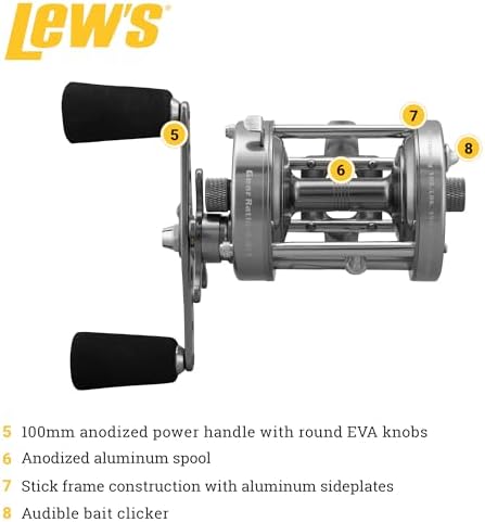 Lew's Laser XL Baitcast Fishing Reel, Right-Hand Retrieve, 4.2:1 Gear Ratio, 4 Bearing System