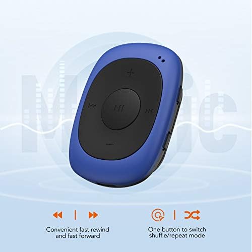 AGPTEK G02 8GB Clip MP3 Player with FM Shuffle & Sweatproof Silicone Case | Screen-Free Portable Music Player, No Bluetooth, Simple for Sports, Running & Walking