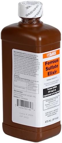 Ferrous Sulfate Elixir 220mg/5mL 16oz Bottle - 4 Pack