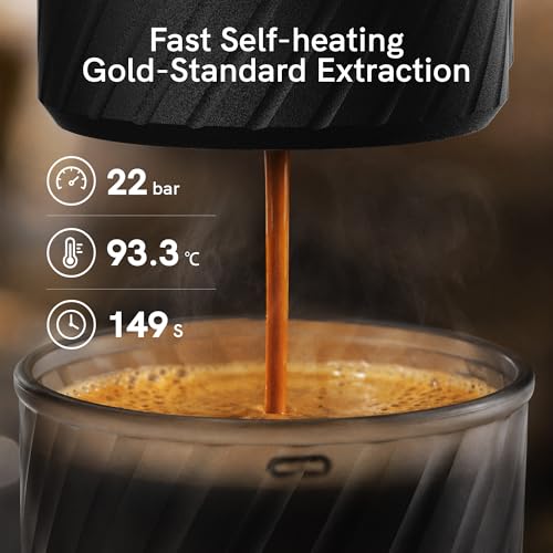 OutIn Mino Portable Electric Espresso Machine Travel Gift Set, 22-Bar Self-Heating Espresso Maker with Foldable Coffee Stand, EVA Plus Carrying Case