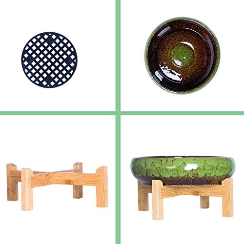 Succulent Pot, 10'' Ceramic Pots for Indoor Plant Shallow Succulent Planter