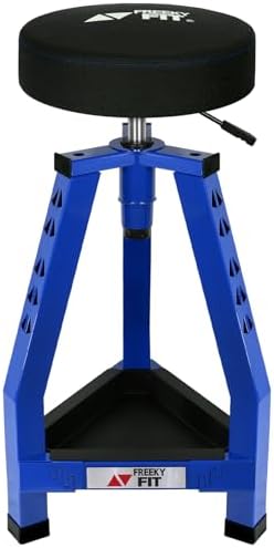 Adjustable Shop Stool,Garage Mechanic Stool Chair,Work Seat for Workshop, Adjustable Height, 360° Swivel Padded Square Seat,Tool Storage, 350 LBS Capacity, Heavy Duty, Blue