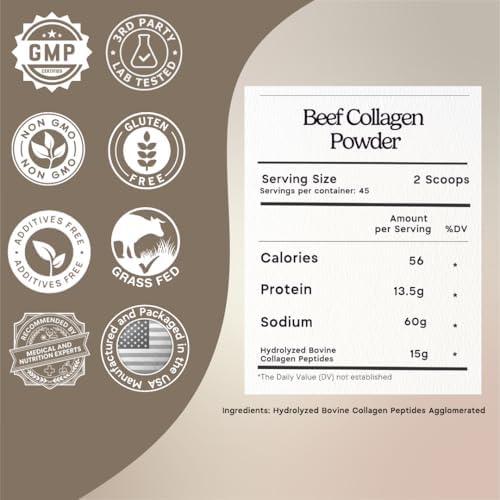 Grass-Fed Agglomerated Hydrolyzed Collagen Peptides 1.5 lb. Anti-Aging Protein for Healthy Hair, Skin & Joints. Paleo Friendly, GMO and Gluten Free, Pasture-Raised Bovine.